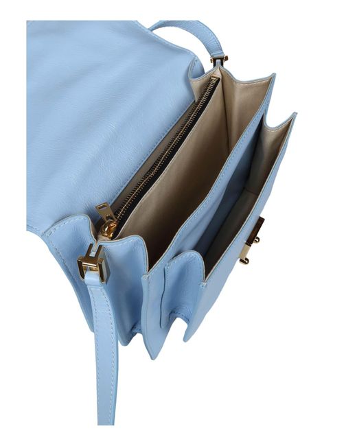 Marni Blue Shoulder Bag In Tumbled Leather