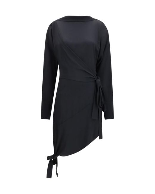 Francesco Murano Black Chemisier Dress Acetate; Silk