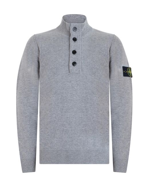 Stone Island Gray High-Neck Sweater Virgin Wool for men
