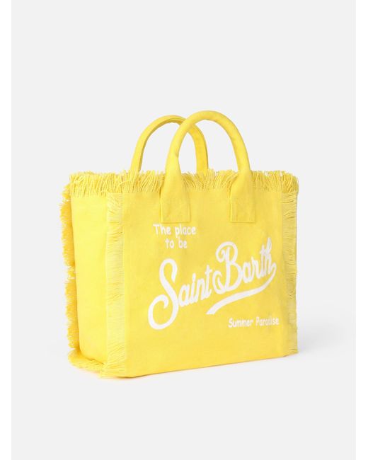 Mc2 Saint Barth Yellow Cotton Canvas Colette Handbag