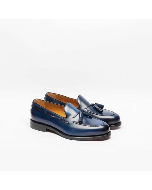 BERWICK  1707 Blue Leather Tassels Loafer for men