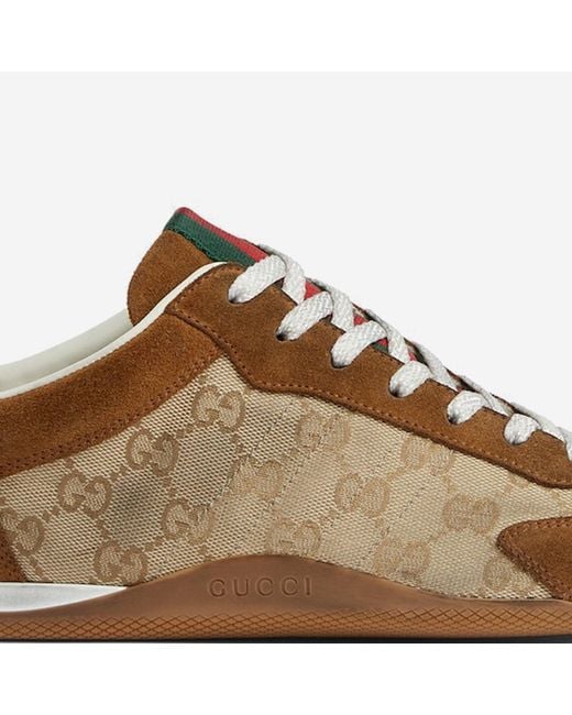 Gucci Brown Leather And Fabric Shift Sneakers Trainers for men