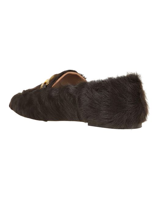 Aquazzura Brown Furry Brandi Mocassin