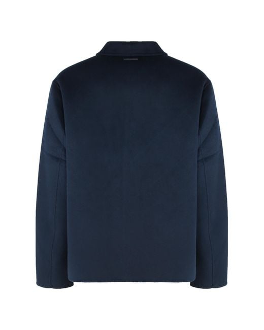 Calvin Klein Blue Jacket Wool-Blend Recycled Wool Bomber for men