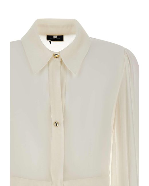 Elisabetta Franchi White Events Silk Georgette Shirt