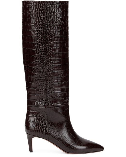 Paris Texas Brown Tall Leather Boot, Calfskin