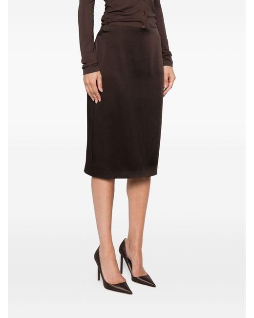 Tom Ford Black Satin Midi Skirt