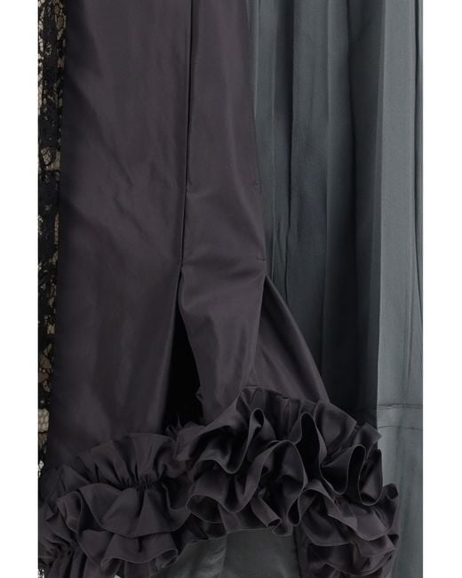 Prada Green Midi Patchwork Skirt Silk