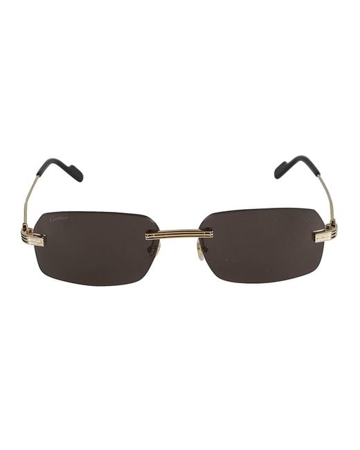 Cartier Brown Straight Bridge Rimless Sunglasses for men