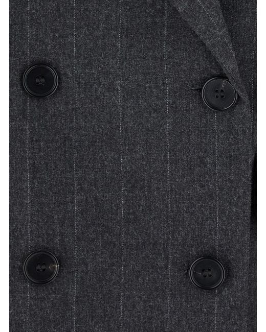 Jucca Black Double-Breasted Blazer Prince Of Wales Wool Blend Blazers