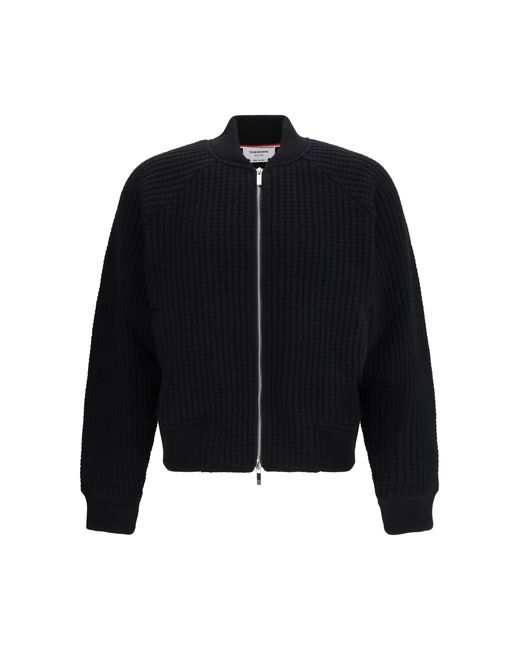 Thom Browne Black Knit Bomber Jacket Wool Ovis Aries for men