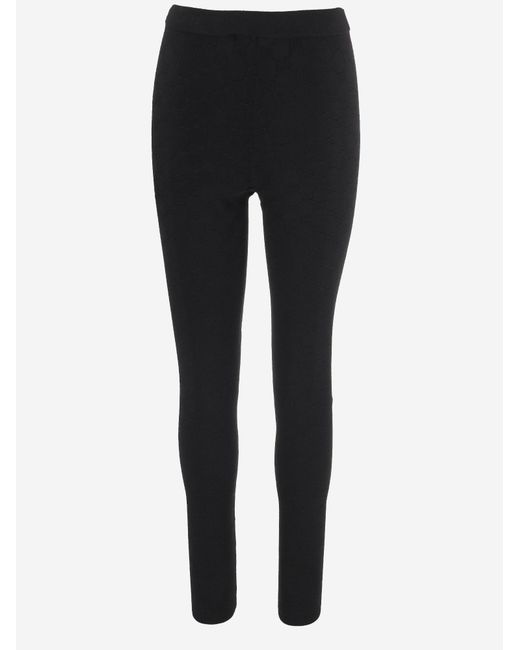 Gucci Black Technical Viscose Trousers With Gg Motif