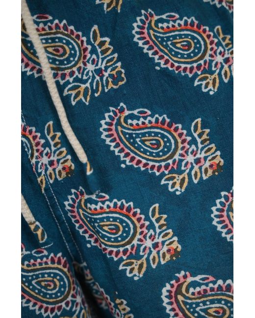 Mc2 Saint Barth Blue Linen Swimsuit With Paisley Print for men