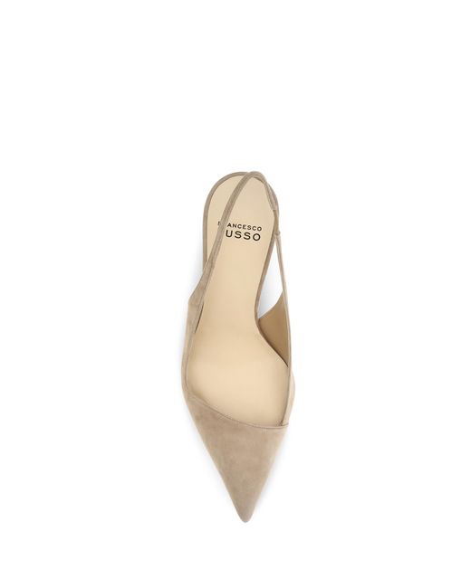 Francesco Russo Natural Suede Slingback Pumps