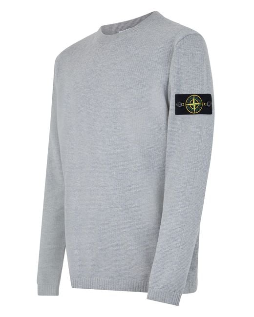 Stone Island Gray Crew Neck Cotton Sweater Sweatshirts for men