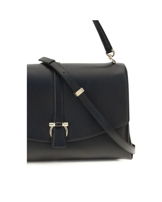 Ferragamo Black Calf Leather Bos Taurus Shoulder Bag