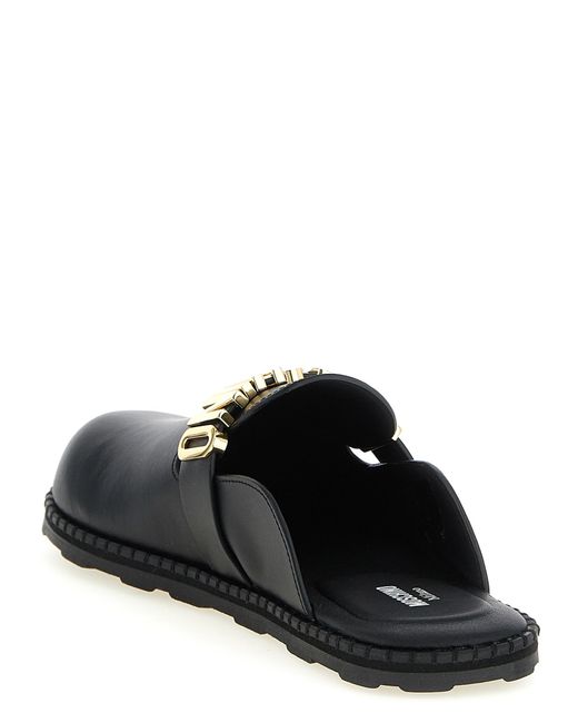 Moschino Black Leather Sabots for men