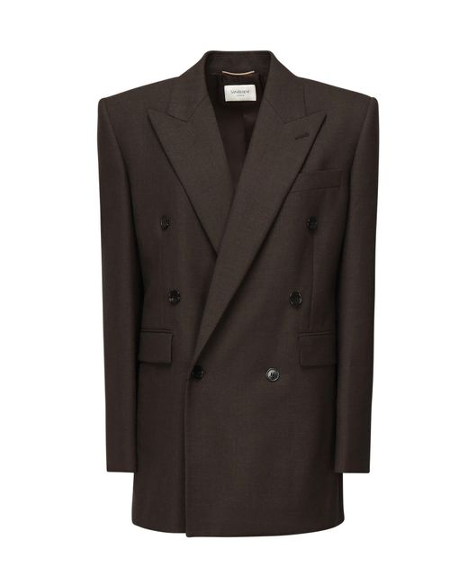 Saint Laurent Black Double-Breasted Wool Blazer