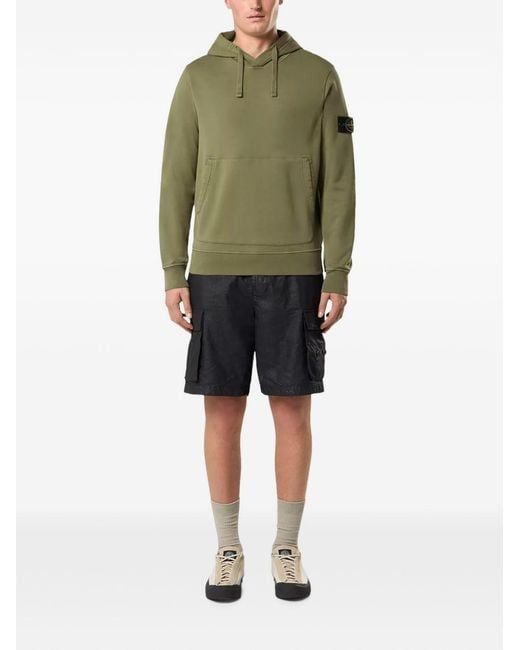 Stone Island Green Hooded Sweatshirt Organic Cotton Sweatshirts for men