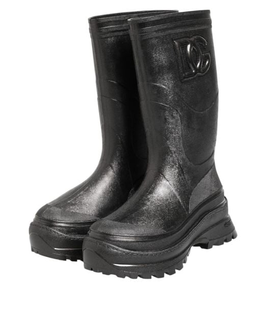 Dolce & Gabbana Black Waterproof Rain Boots for men