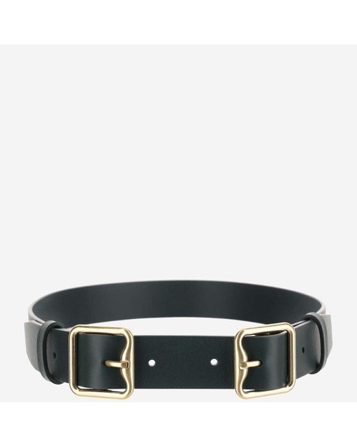 BURBERRY LEATHER BROWN WIDE DOUBLE BUCKLE BELT.