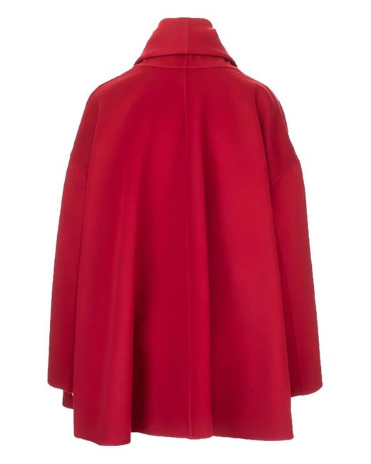 Valentino Red Ribbon-Detail Cape Coat Clothing