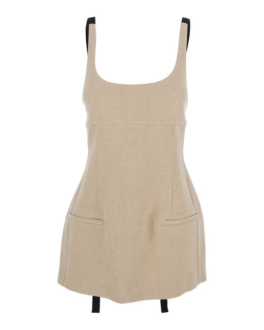 Tela Natural Top With Thin Straps And Flared Design