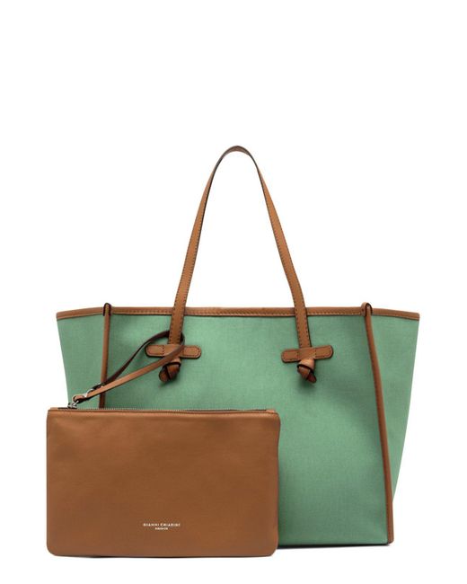 Gianni Chiarini Green Marcella Logo Patch Tote Bag