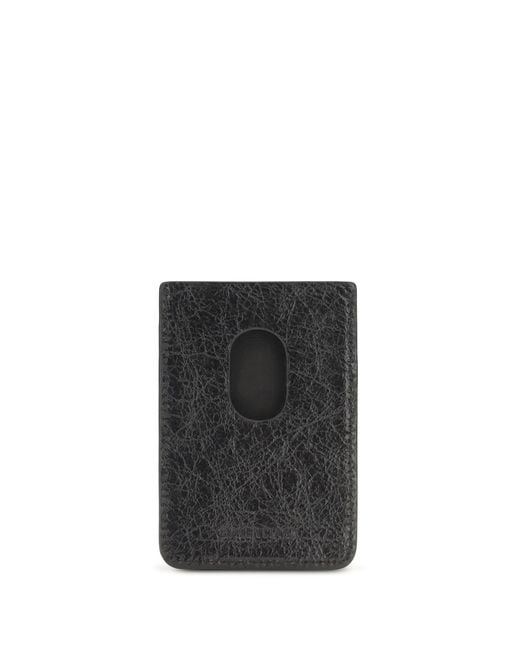 Balenciaga Black Le City Magnetic Card Holder Lamb Ovis Aries Wallet for men