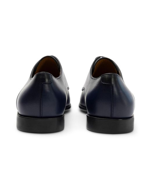 Ferragamo Blue Polished Leather Derby Shoes for men