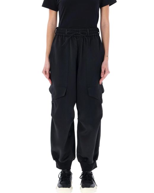 Y 3 Tech Seersucker Cargo Pants in Black Lyst