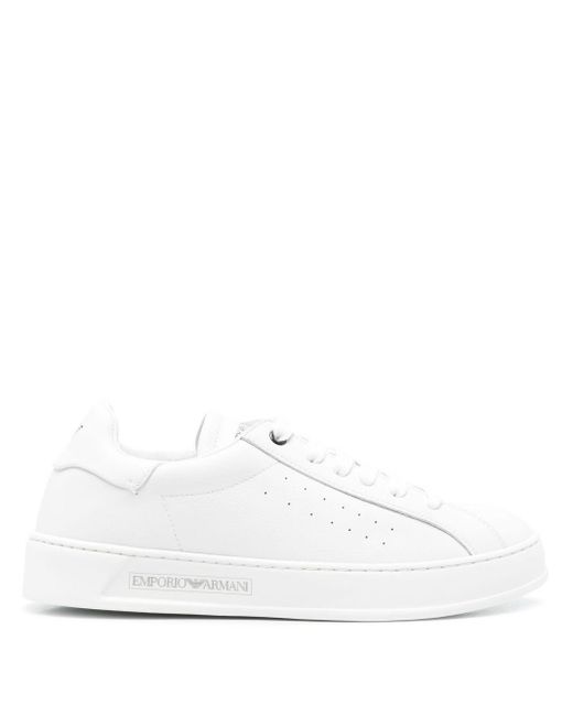 Emporio Armani White Leather Sneakers
