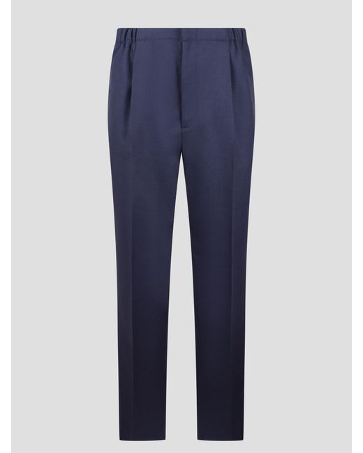 Fendi Blue Wool Tailored Trousers for men