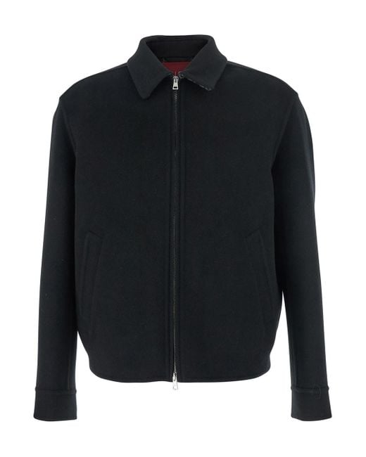 Gucci Black Jacket With Classic Collar And Front Zip Closure for men