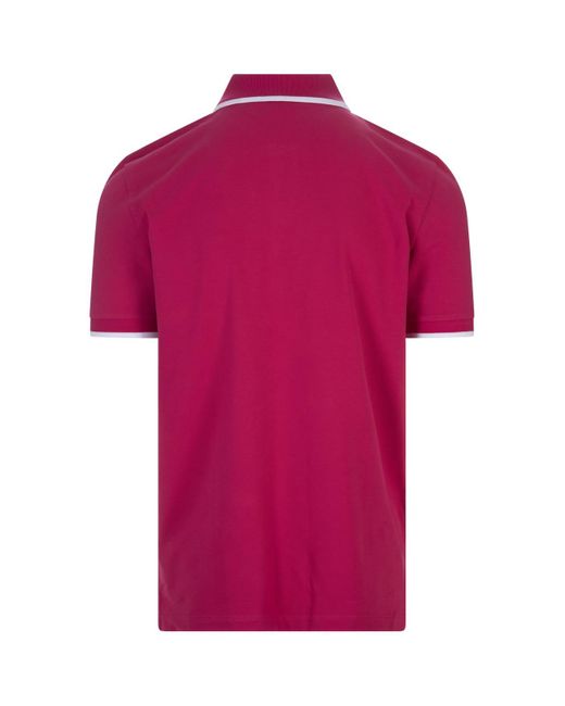 Boss Pink Fuchsia Slim Fit Polo Shirt With Striped Collar for men