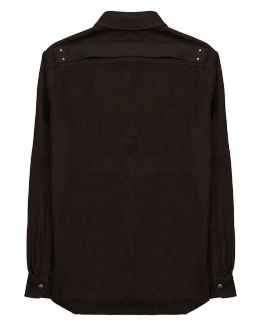 Rick Owens Black Leather Jacket Outershirt Lamb for men