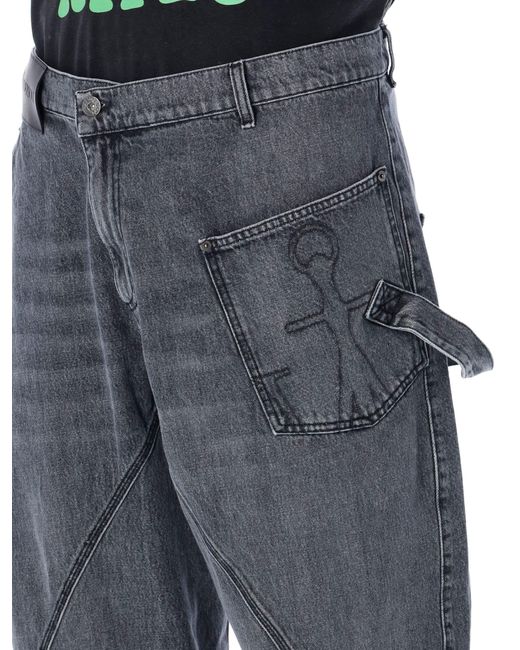 J.W. Anderson Blue Twisted Workwear Denim Pants for men