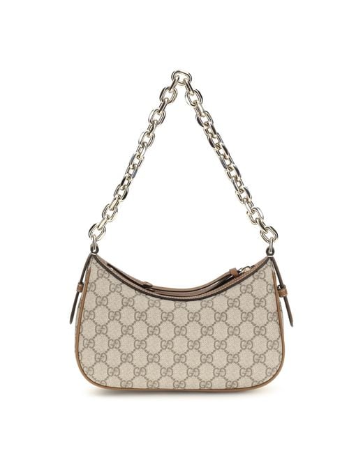 Gucci White Small Gg Emblem Shoulder Bag Fabric Handbags