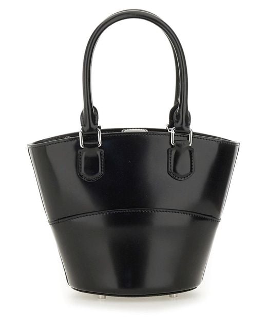 Self-Portrait Black Leather Tote Bag With Charm Cow Handbags