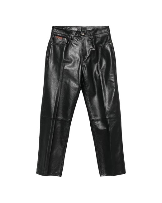 Calvin Klein Gray Leather Pants for men