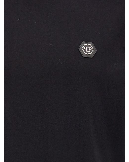 Philipp Plein Black Logo Plaque T-shirt for men