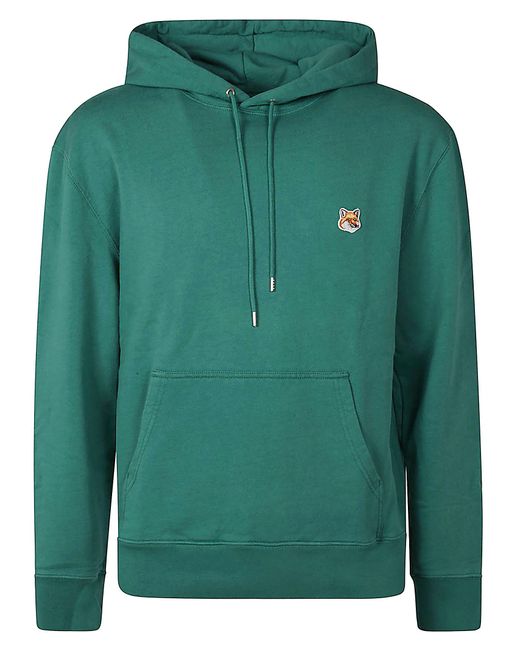 Maison Kitsuné Green Fox Patched Ribbed Plain Hoodie for men