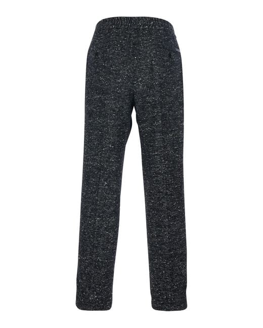 Dolce & Gabbana Black Dark Trousers With Elasticated Waist Drawstring for men