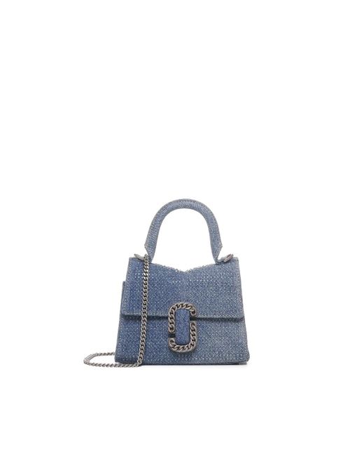 Marc Jacobs Blue St. Marc Tote Bag With Rhinestones