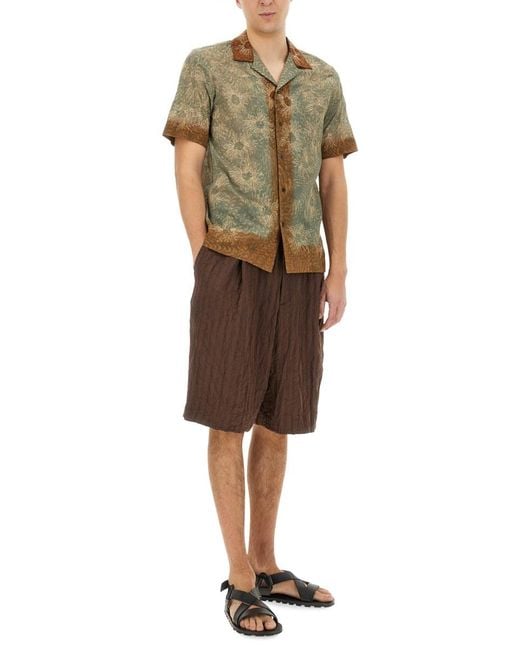 Dries Van Noten Brown Pleated Shorts Polyester for men