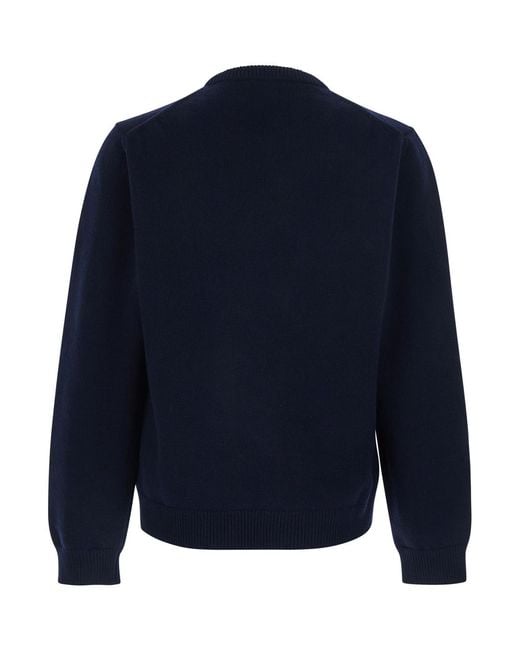 Gucci Blue Crew Neck Sweater Wool Tops for men