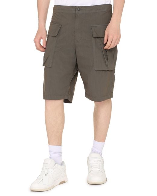Aspesi Gray Cotton Cargo Bermuda Shorts for men