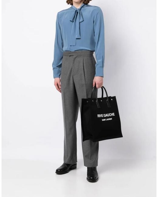 Saint Laurent Black Rive Gauche Logo Tote Bag