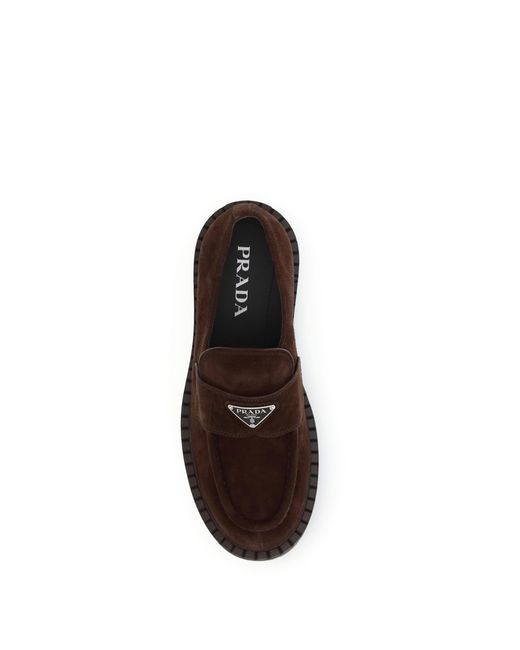 Prada Brown Suede Loafers for men