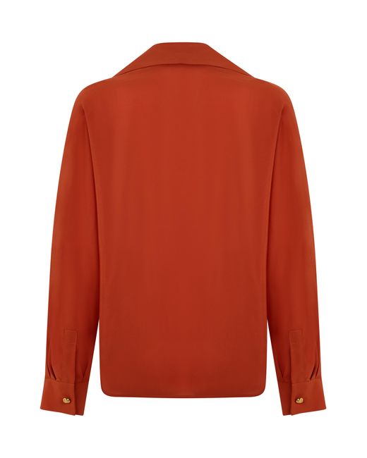 Max Mara Orange Long-Sleeved Silk Shirt